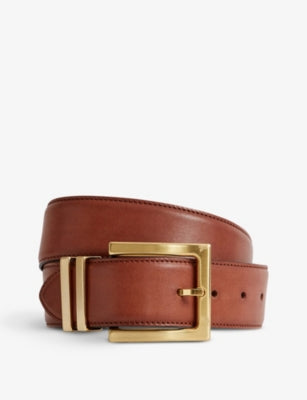 Reiss Brompton Square-Buckle Leather Belt 3.5cm