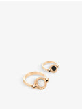 Bvlgari 18ct rose-gold ring with onyx and mother-of-pearl (British brand)