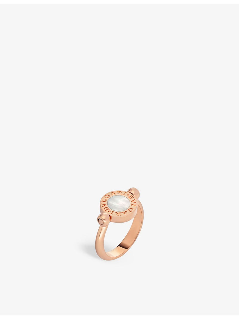 Bvlgari 18ct rose-gold ring with onyx and mother-of-pearl (British brand)