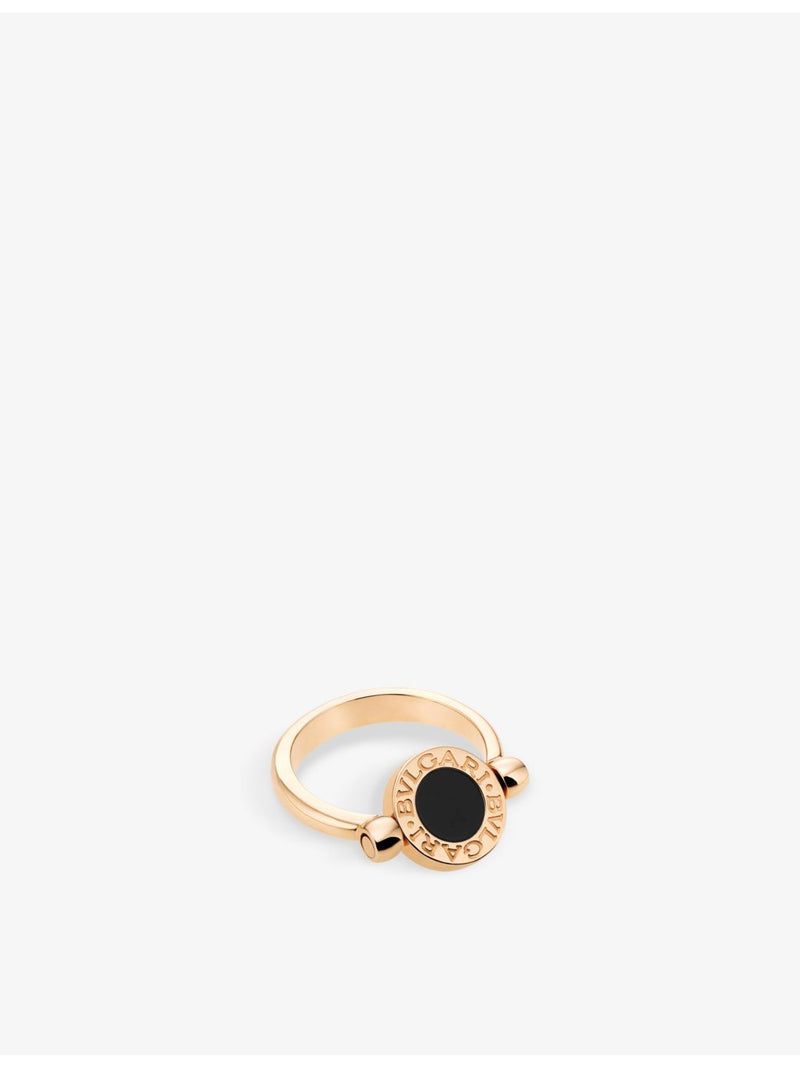 Bvlgari 18ct rose-gold ring with onyx and mother-of-pearl (British brand)