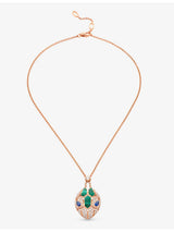 selfridges Bvlgari Serpenti 18ct Rose Gold 1.34ct Diamond Sapphire Malachite Pendant Necklace 43cm-45cm- Buy online at McGrocer