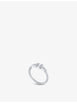 selfridges Tiffany & Co. T 18ct White Gold 0.13ct Diamond Ring- Buy online at McGrocer