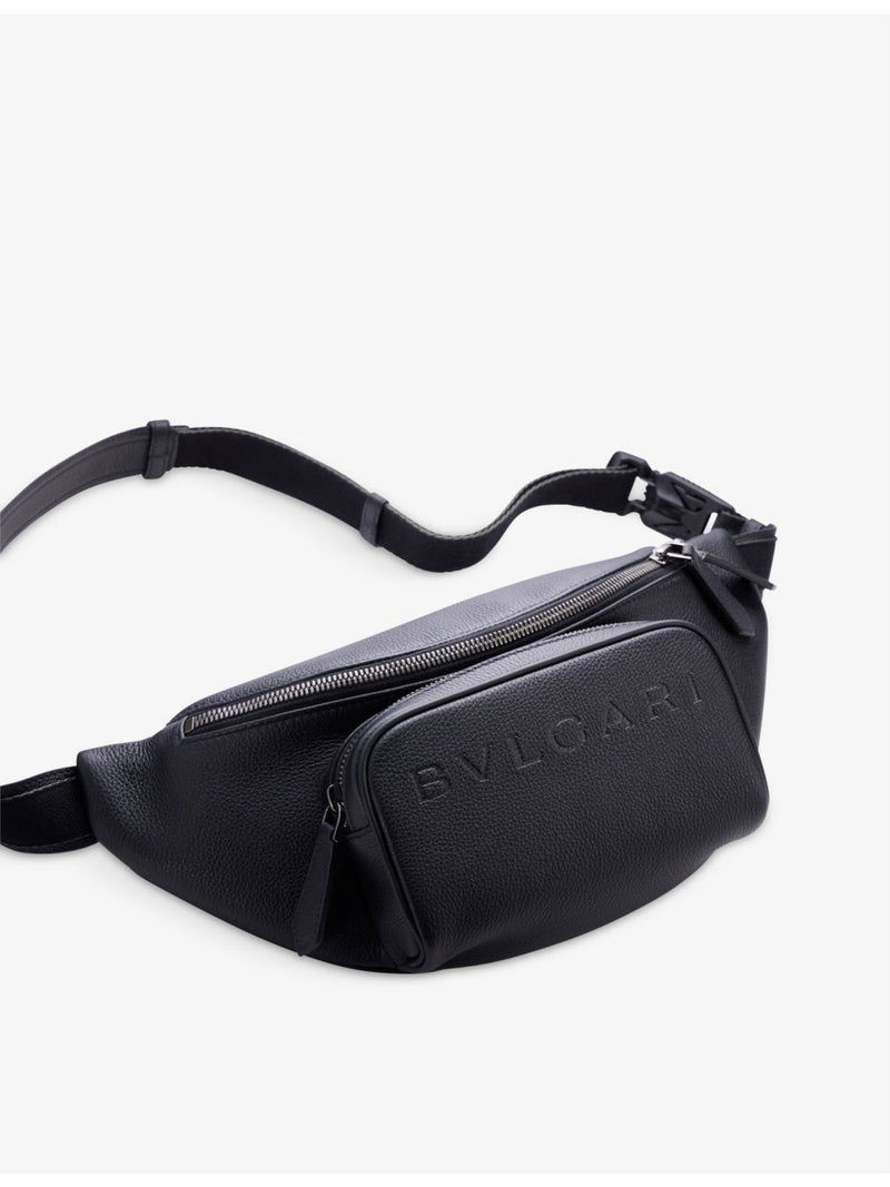 Bvlgari leather belt bag with embossed logo and adjustable strap (British brand)