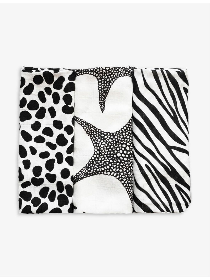 Etta Loves animal print muslin cloths three pack, imported from the UK