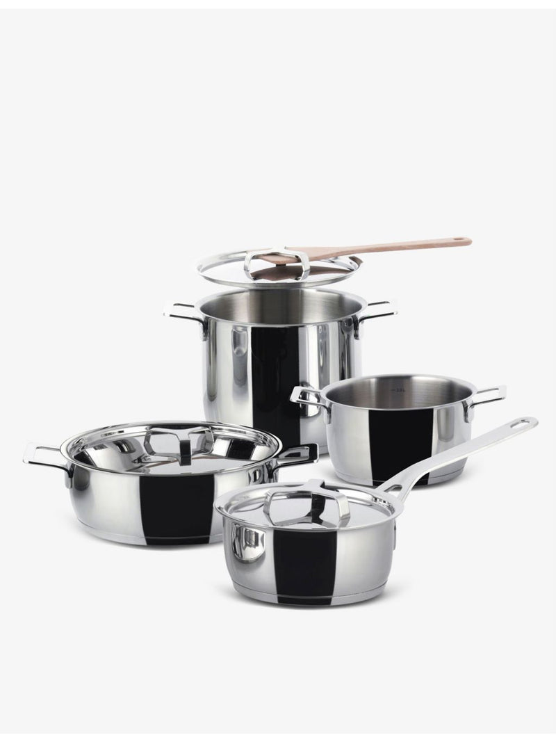 Alessi 7-piece stainless steel cookware set, imported from the UK