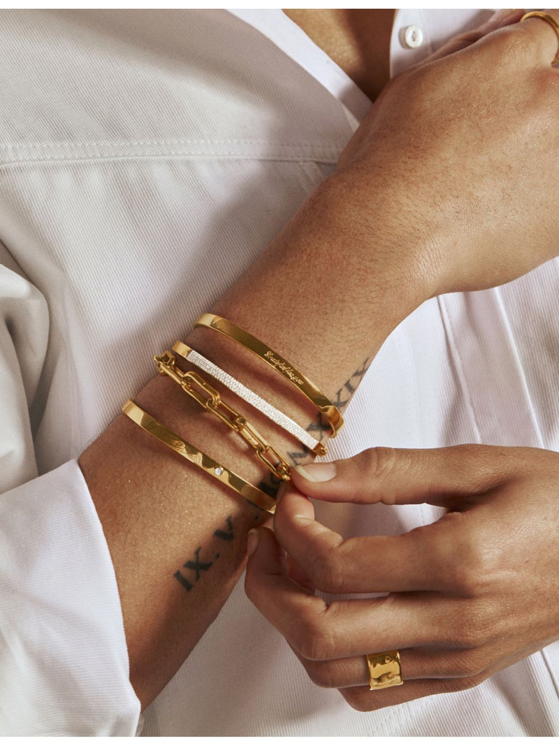 Monica Vinader essential gold-plated vermeil bangle bracelet, imported from the UK