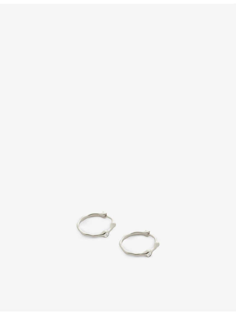 Monica Vinader small recycled silver diamond hoop earrings (British brand)