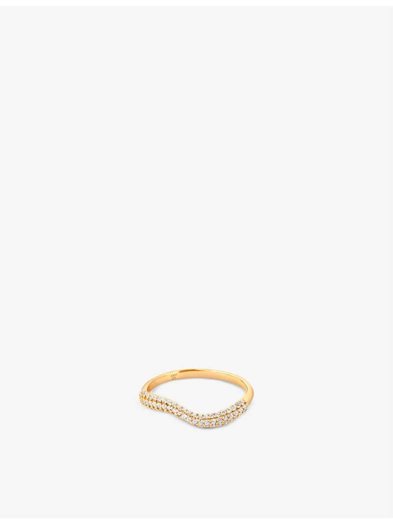 Astrid & Miyu 18ct gold-plated sterling silver cubic zirconia ring, imported from the UK