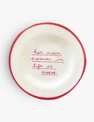 Laetitia Rouget hand-painted ceramic plate with cheese motto 20cm, UK version