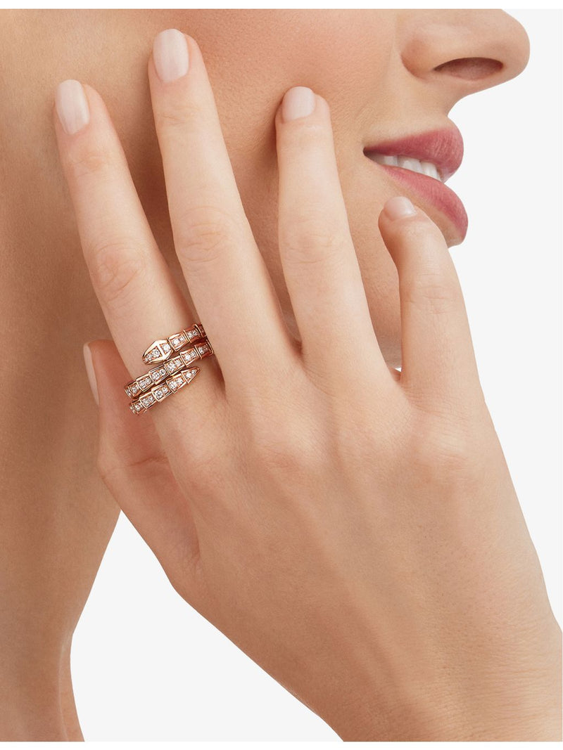 Bvlgari Serpenti Viper 18ct rose gold diamond ring 1.22ct (British brand)