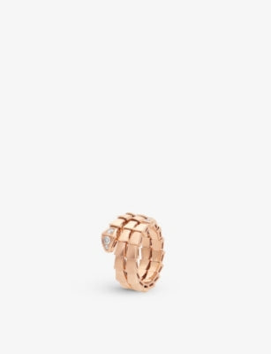 Bvlgari Serpenti Viper 18ct Rose-Gold and 0.1ct Brilliant-Cut Diamond Ring