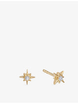 selfridges Astley Clarke Polaris Star 18ct Yellow Gold-Plated Sterling Silver White Sapphire Stud Earrings 5.5mm- Buy online at McGrocer