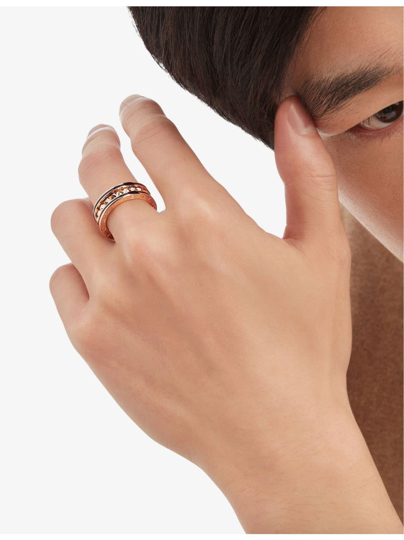 Bvlgari B.zero1 ring in rose gold and ceramic, imported from the UK
