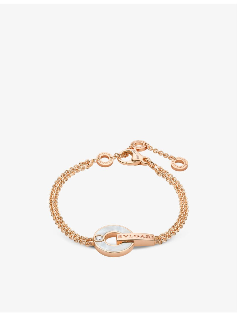 Bvlgari 18ct rose gold mother of pearl diamond bracelet, UK version