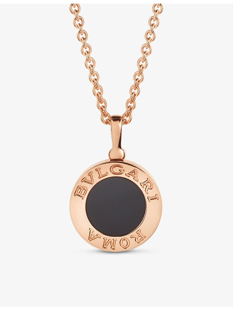 Bvlgari rose gold onyx pavé diamond necklace 0.34ct (British brand)