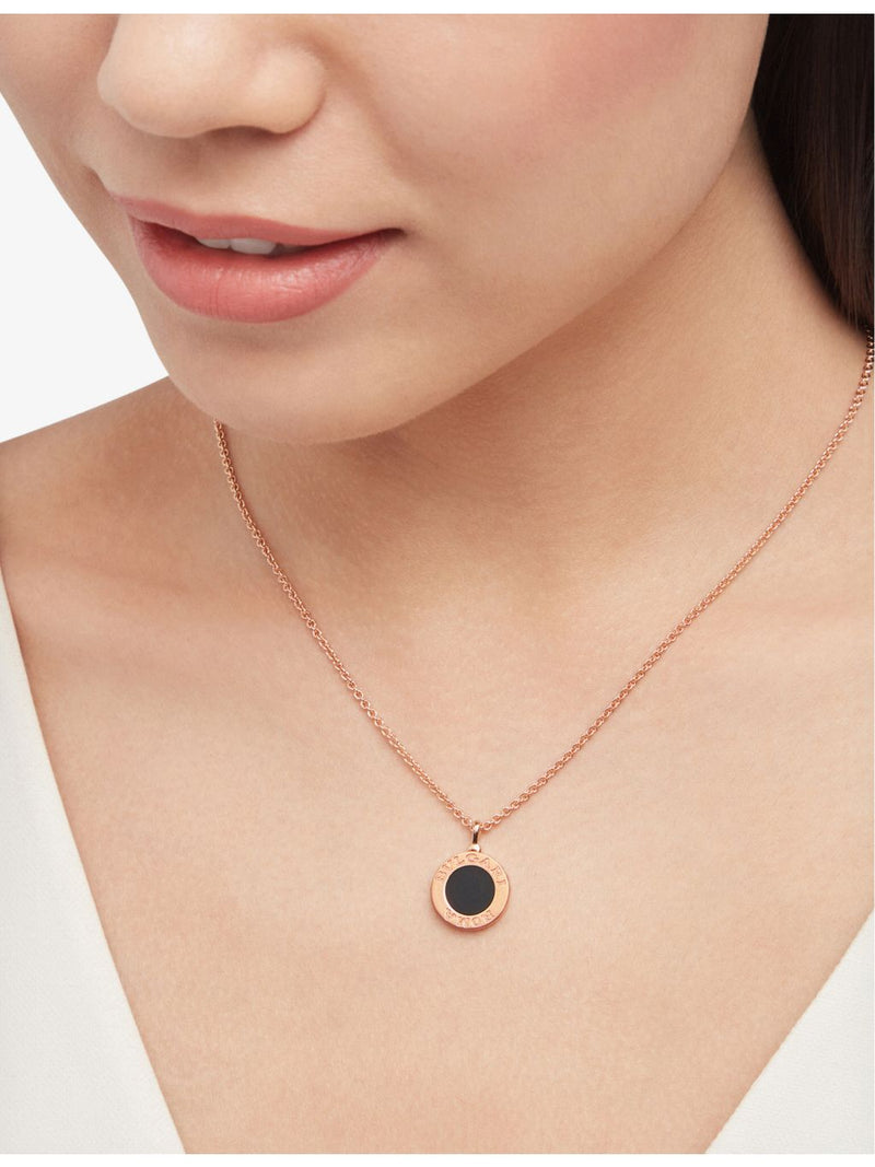 Bvlgari rose gold onyx pavé diamond necklace 0.34ct (British brand)