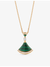 selfridges Bvlgari Divas' Dream 18ct Rose-Gold 0.28 Brilliant-Cut Diamond and Malachite Pendant Necklace- Buy online at McGrocer