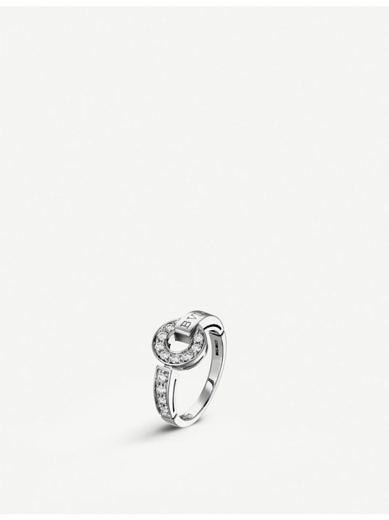 Bvlgari 18ct white-gold pavé diamond ring - British product