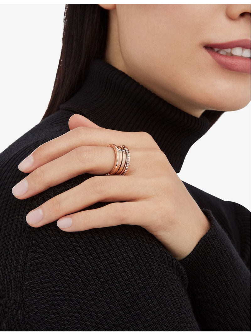 Bvlgari B.zero1 rose gold ring with 0.18ct diamond (British brand)