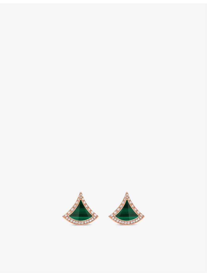 Bvlgari Divas' Dream 18ct rose-gold diamond malachite earrings - British product
