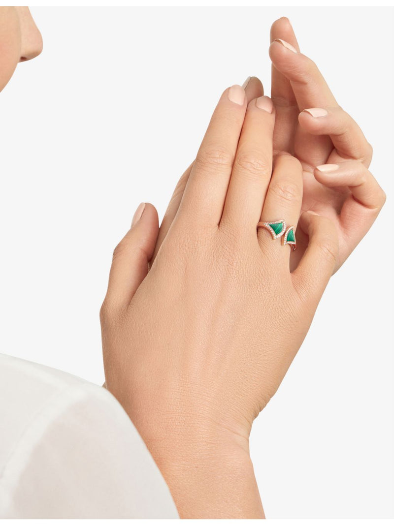 Bvlgari Divas Dream rose gold malachite diamond ring, UK version