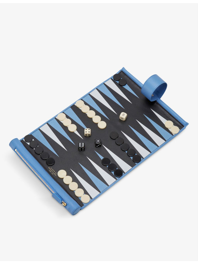 Smythson cross-grained leather backgammon roll 39cm, UK version