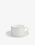 Wedgwood Gio Platinum bone china teacup and saucer, imported from the UK