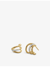 selfridges Monica Vinader Riva Wave 18ct Yellow Gold-Plated Vermeil Sterling Silver Pavé Diamond Huggie Earrings- Buy online at McGrocer