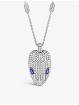 selfridges Bvlgari Serpenti 18ct White Gold 2.07ct Diamond and Sapphire Necklace 41-43cm- Buy online at McGrocer