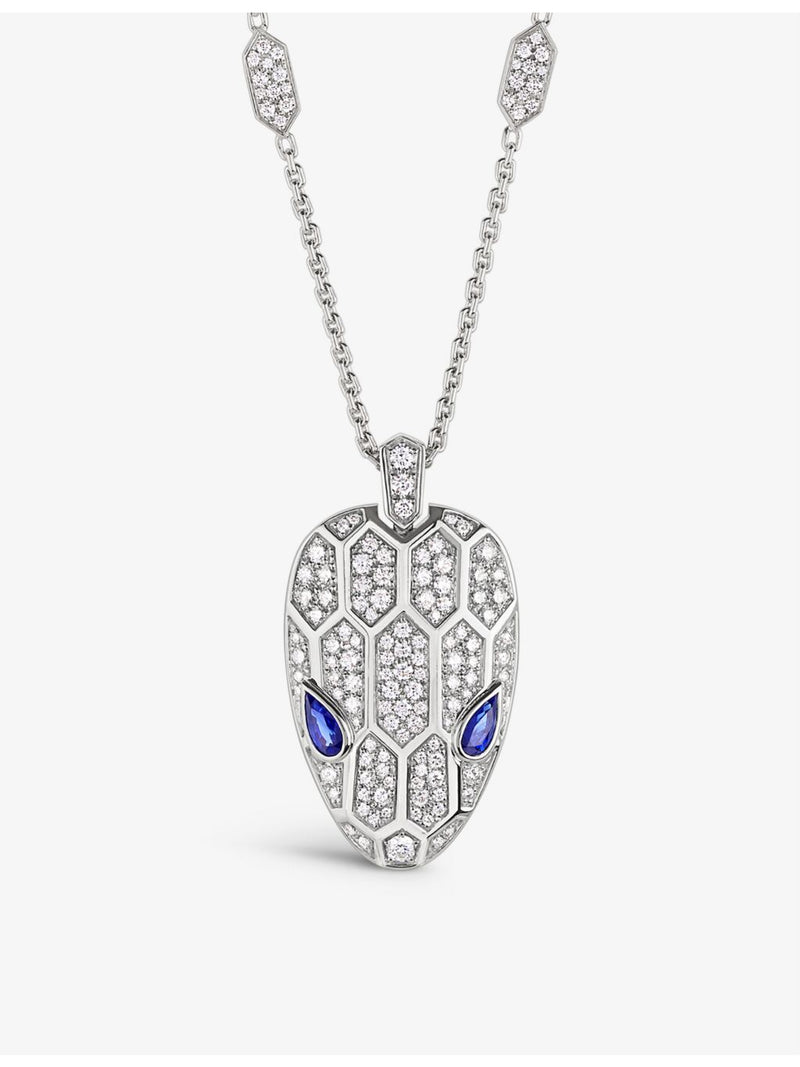 Bvlgari Serpenti diamond sapphire necklace 18ct white gold, imported from the UK