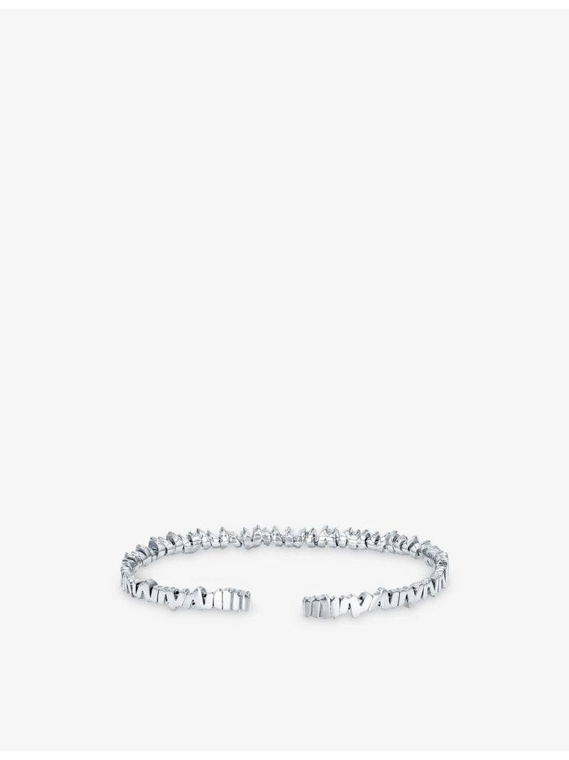 Suzanne Kalan baguette-cut diamond bangle in 18ct white gold (British brand)