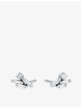 selfridges Suzanne Kalan Eva 18ct White Gold Baguette and Round Diamond Stud Earrings- Buy online at McGrocer