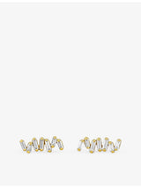 selfridges Suzanne Kalan Diamond Bar 18ct Yellow-Gold and Baguette Diamond 0.18ct Stud Earrings- Buy online at McGrocer