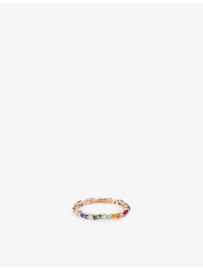 selfridges Suzanne Kalan Firework 18ct Rose Gold, 0.8ct Rainbow Sapphire and 0.3ct Diamond Eternity Ring- Buy online at McGrocer