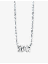 selfridges Suzanne Kalan Shimmer Small 18ct White Gold 0.27ct Baguette-cut, 0.06ct Brilliant-cut Diamond Necklace- Buy online at McGrocer