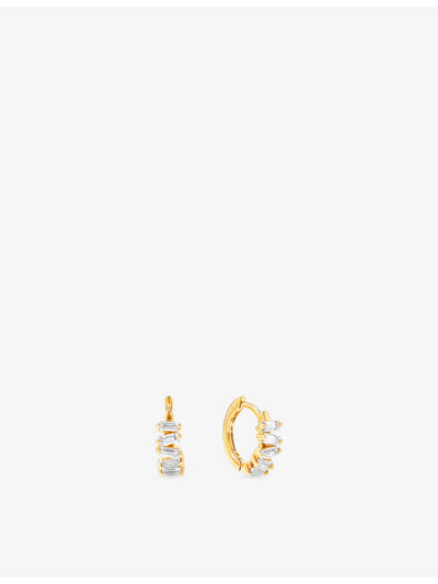 selfridges Suzanne Kalan 18ct Yellow Gold 0.5ct Baguette-Cut Diamond Huggie Earrings- Buy online at McGrocer