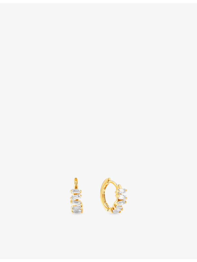 Suzanne Kalan 18ct gold baguette diamond huggie earrings 0.5ct - British product