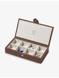 Aspinal of London grained-leather cufflink box with popper fastening - British product