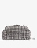 Reiss Adaline crystal-embellished woven clutch bag, UK version