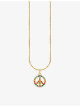 selfridges Thomas Sabo Colourful Stones Peace 18ct Yellow Gold-Plated Sterling Silver and Zirconia Necklace- Buy online at McGrocer