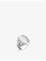 selfridges Thomas Sabo Embellished Sterling Silver Zirconia and Milky Quartz Cocktail Ring- Buy online at McGrocer