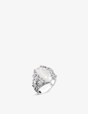 Thomas Sabo Embellished Sterling Silver Zirconia and Milky Quartz Cocktail Ring