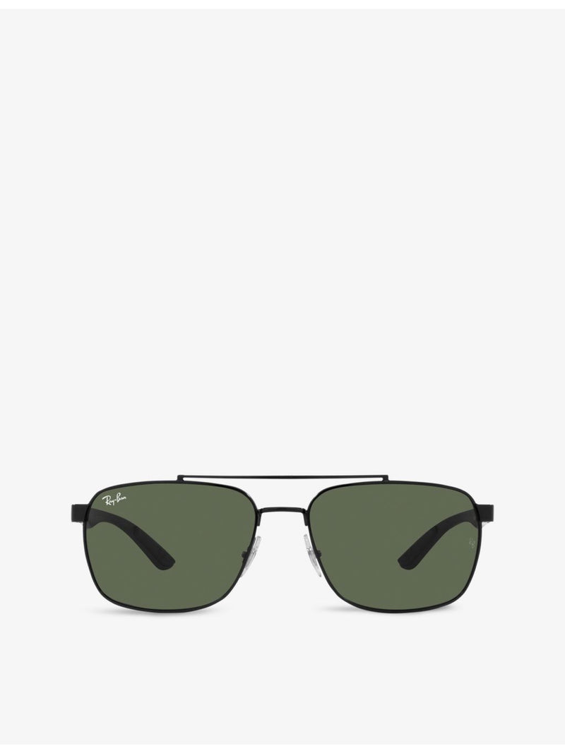 Ray-Ban RB3701 steel rectangle sunglasses, imported from the UK