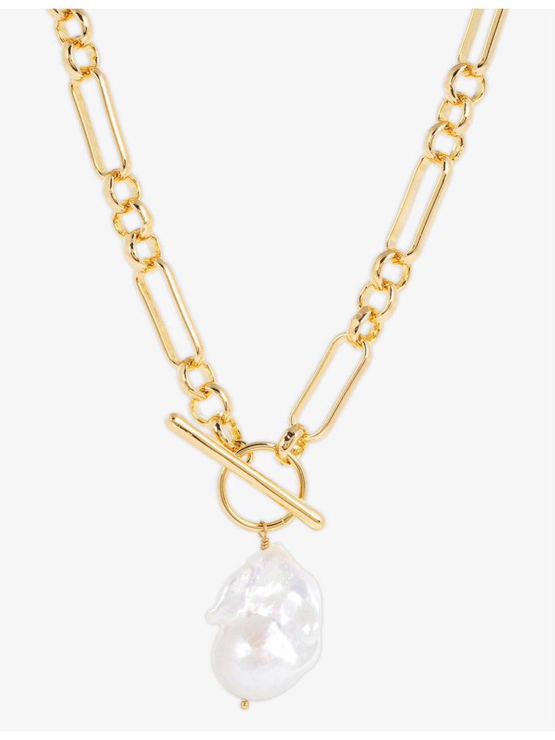 Amadeus Alba 14ct yellow gold-plated Keshi pearl necklace 39cm, imported from the UK