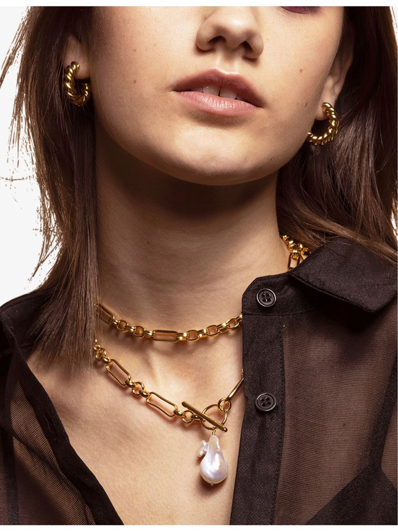 Amadeus Alba 14ct yellow gold-plated Keshi pearl necklace 39cm, imported from the UK