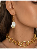 Amadeus 14ct gold-vermeil Keshi pearl hoop earrings, UK version