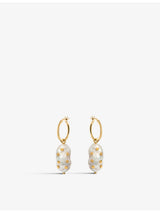 selfridges La Maison Couture Amadeus Venus 14ct Yellow Gold-Vermeil Sterling Silver and Keshi Pearl Hoop Earrings- Buy online at McGrocer