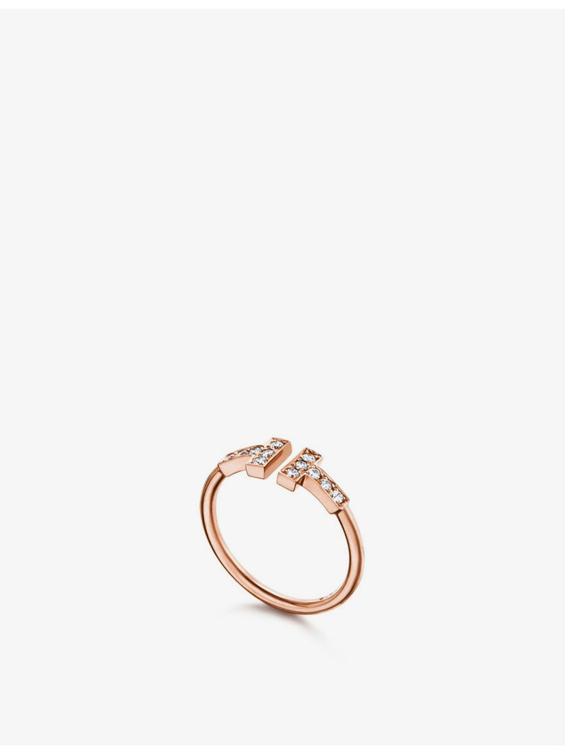 Tiffany T wire ring rose gold 0.13ct diamond, imported from the UK