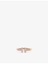 selfridges Tiffany & Co. T Wire 18ct Rose-Gold and 0.13ct Brilliant-Cut Diamond Ring- Buy online at McGrocer