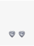 CARAT London sterling silver cubic zirconia heart earrings, imported from the UK